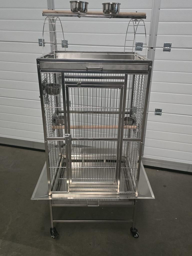 RVS Papegaaienkooi Villa 60, afm. 80x70x155cm, Dieren en Toebehoren, Ophalen, Metaal, Vogelkooi
