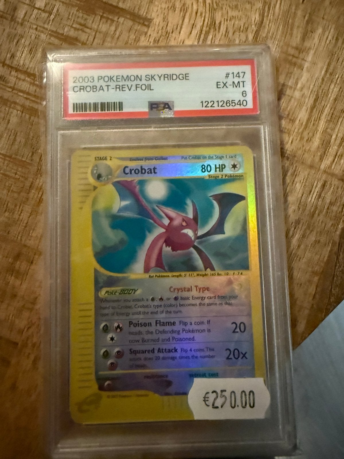 2003 Pokémon Skyridge Crobat Reverse Foil PSA 6, Ophalen of Verzenden, Gebruikt, Losse kaart, Foil