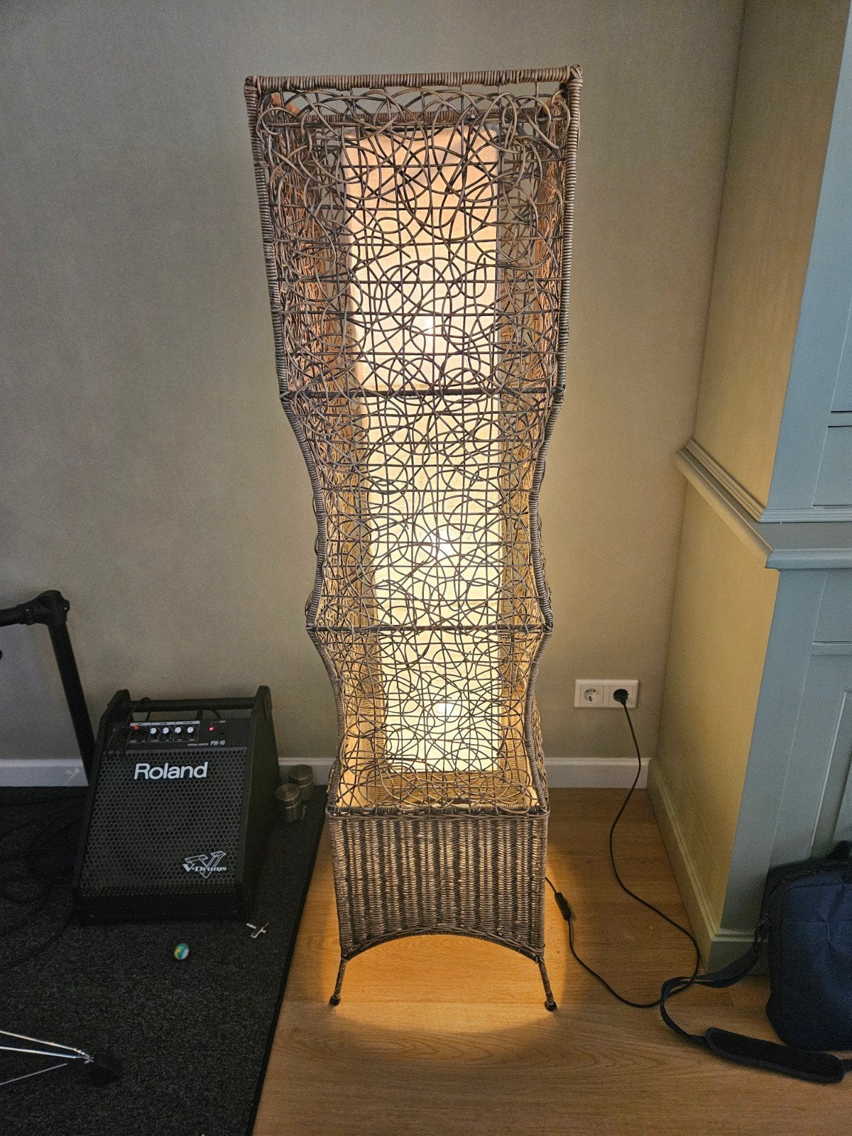 Grote rotan vloerlamp - sfeervolle verlichting, Ophalen, Gebruikt, Natuurlijk materiaal, 150 tot 200 cm