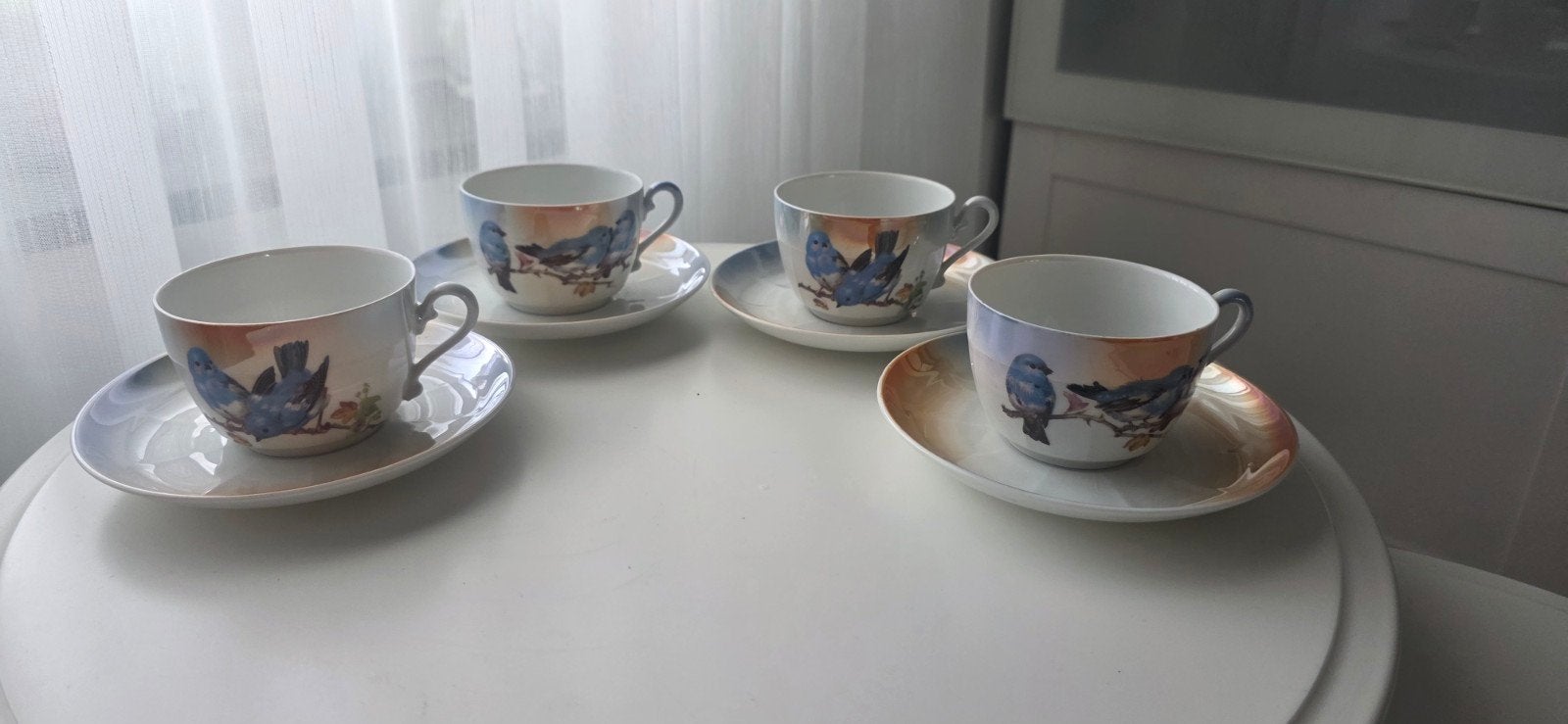 4 vintage kopjes en schotels, Antiek en Kunst, Ophalen of Verzenden