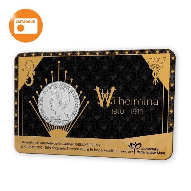 1/2 Gulden Wilhelmina 1910-1919 - Coincard Nederland 2025, Verzenden, Zilver, Overige landen, Overige waardes