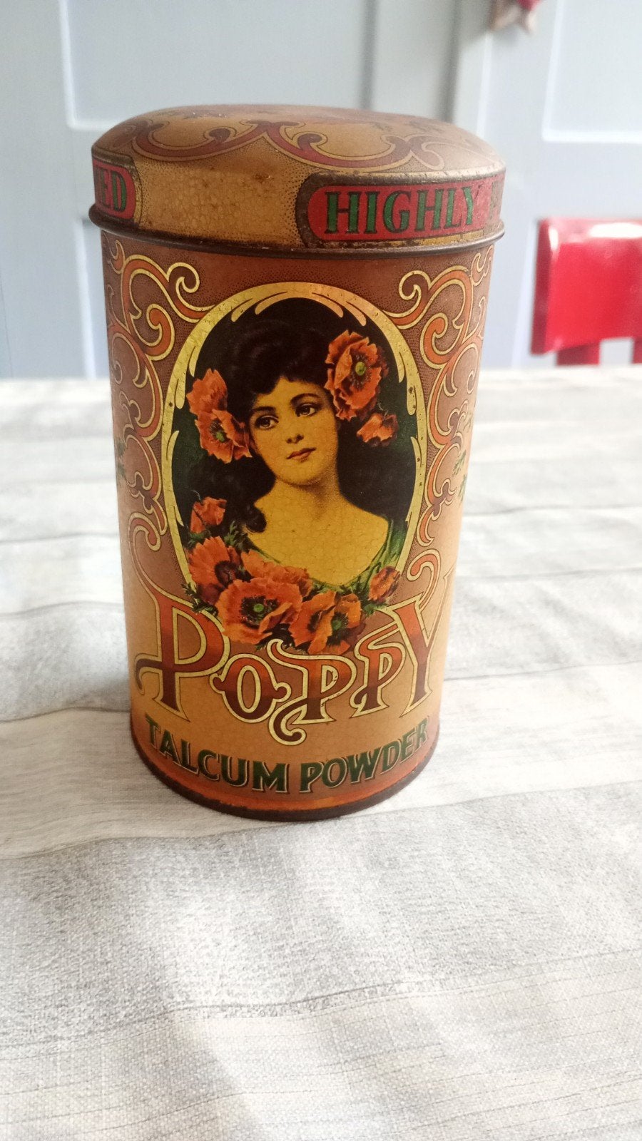 Vintage 'Poppy' Talcum Poeder Blik - Made in England, Ophalen of Verzenden