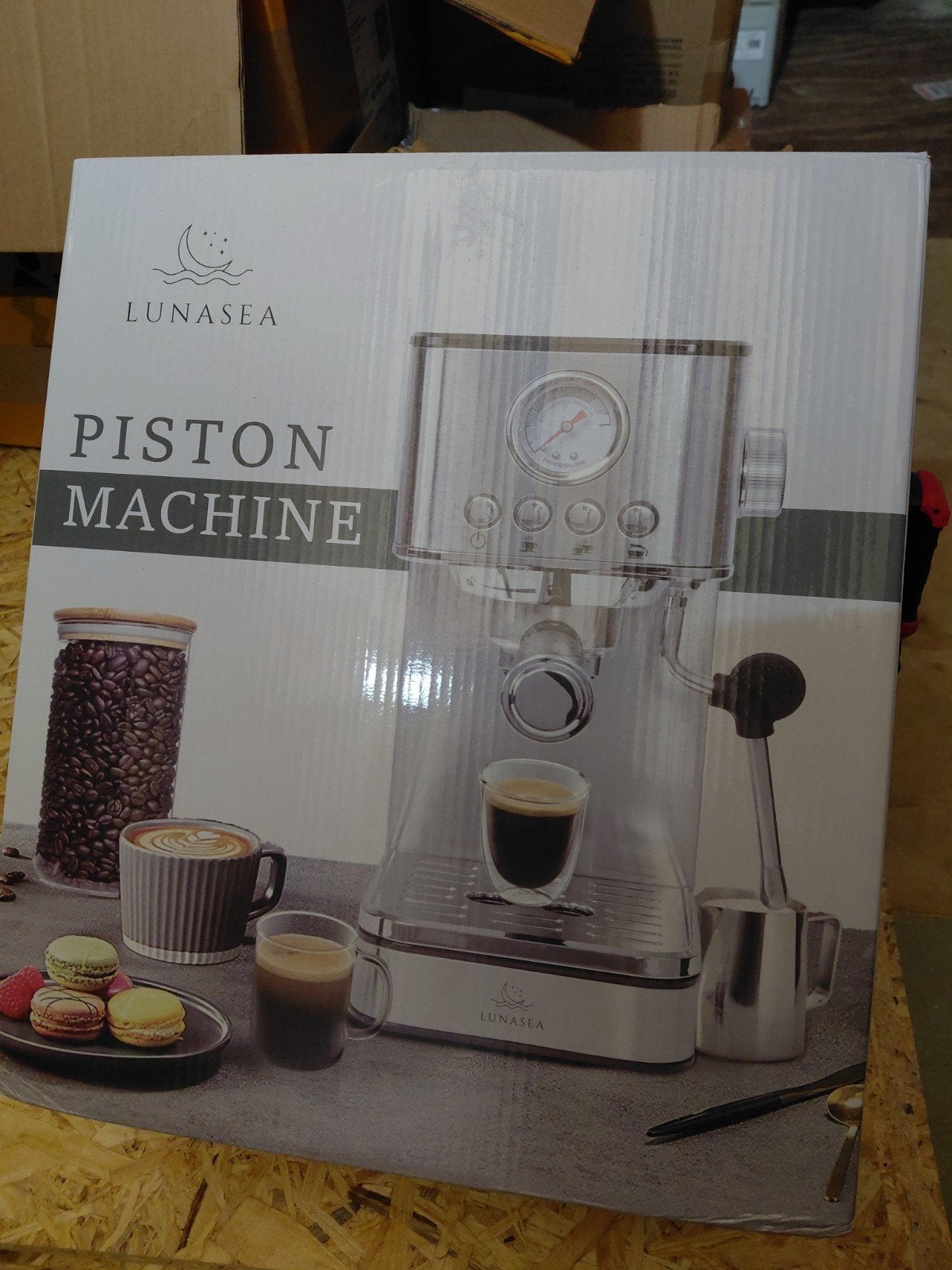 lunasea piston machine bonen apperaat, Witgoed en Apparatuur, Afneembaar waterreservoir, Koffiemachine, Nieuw, Koffiebonen