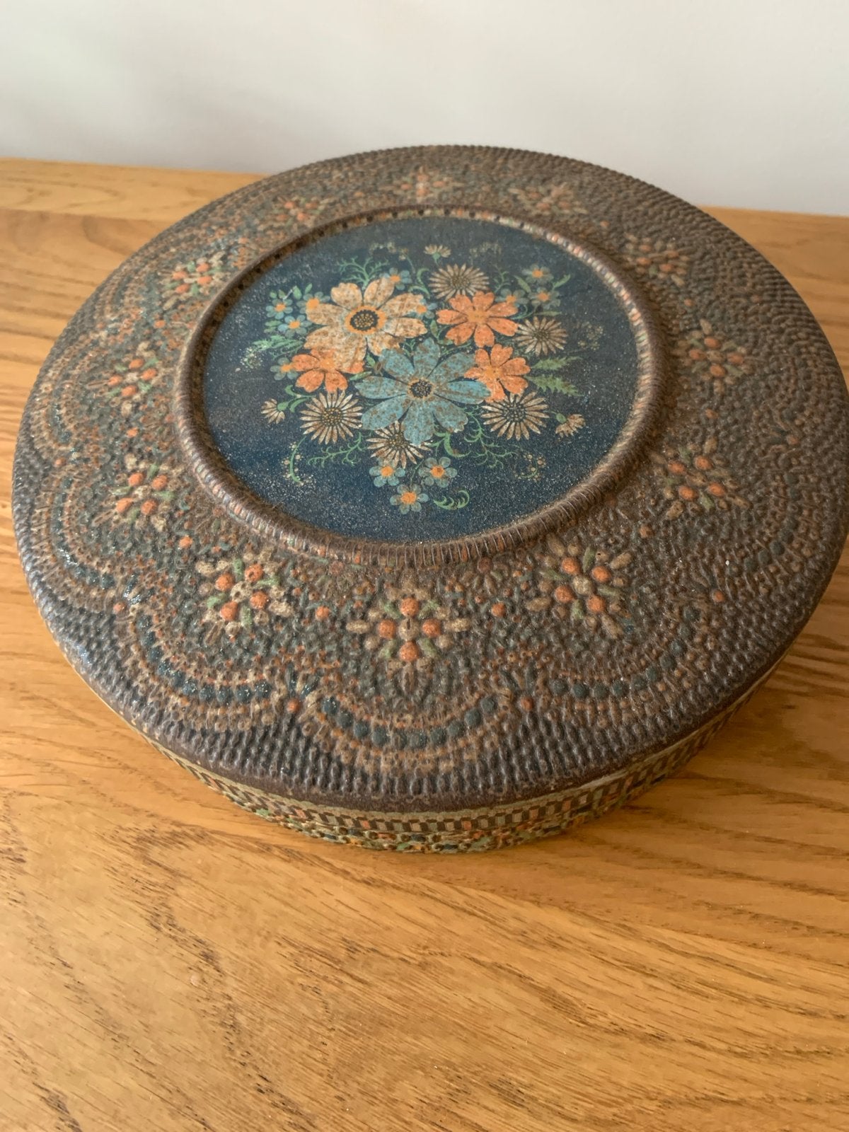 Vintage koekblik met bloemmotief, Antiek en Kunst, Ophalen of Verzenden