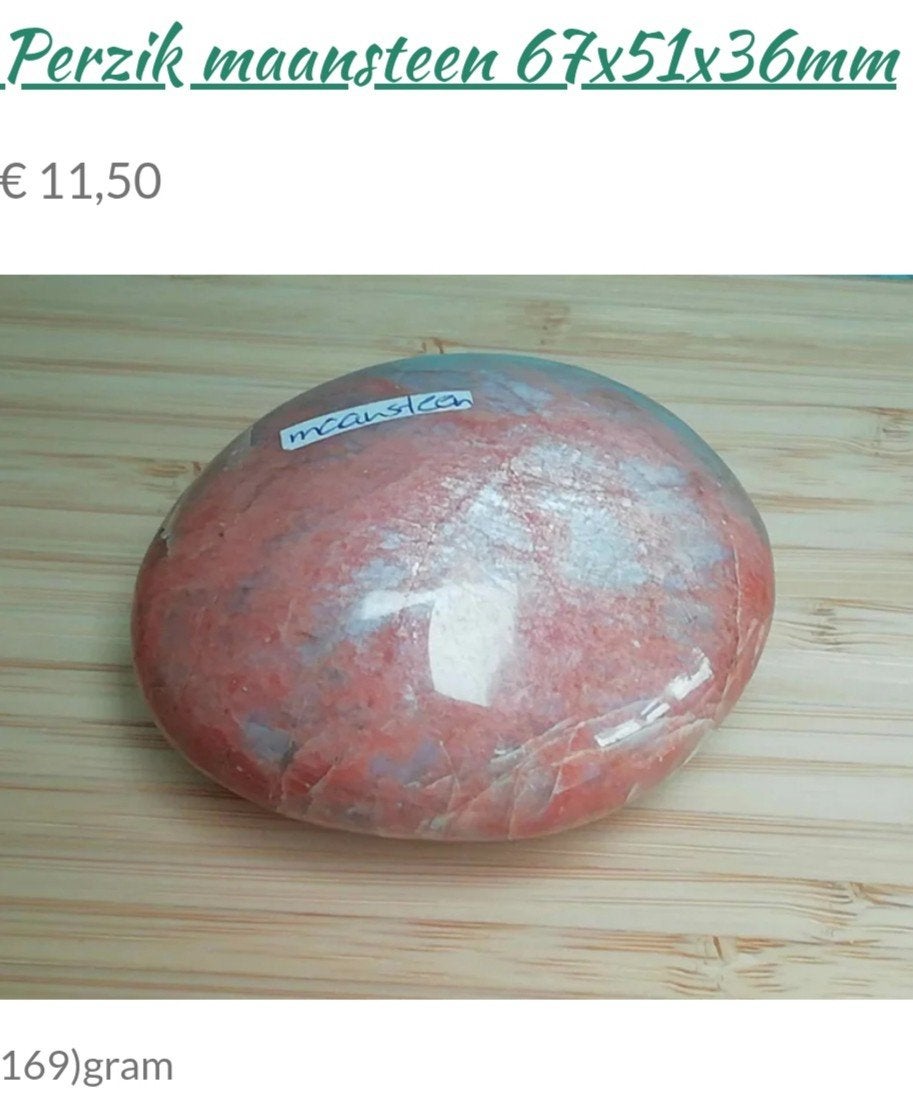 Perzik maansteen handsteen 67*51*36mm, Ophalen of Verzenden, Mineraal