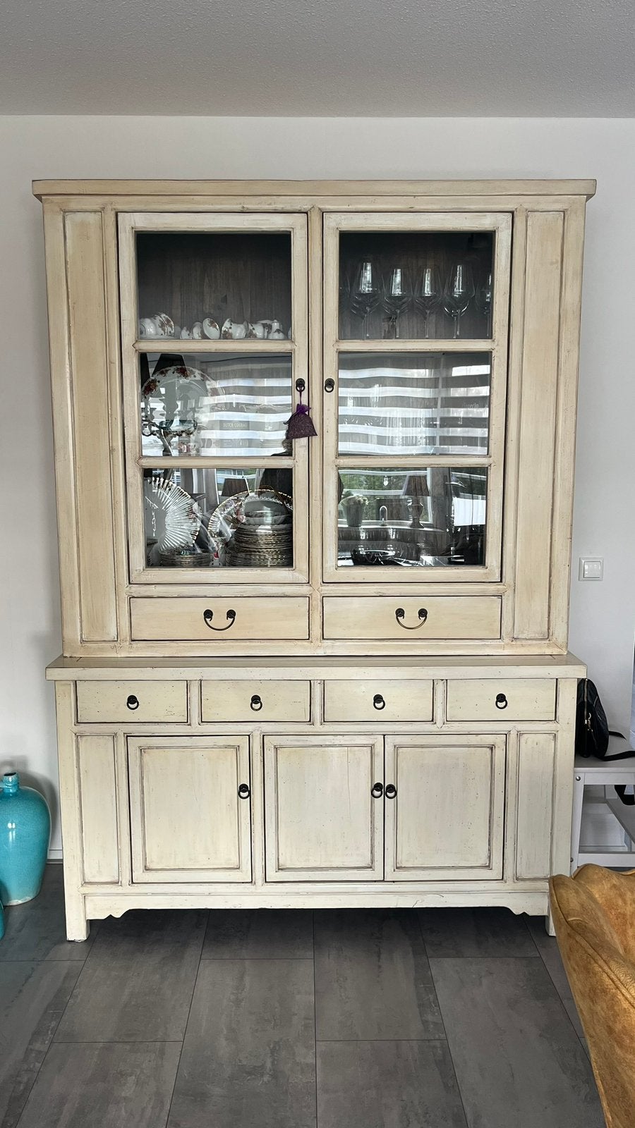 Kast 2 delig white wash, Ophalen, 100 tot 150 cm, 200 cm of meer, Zo goed als nieuw