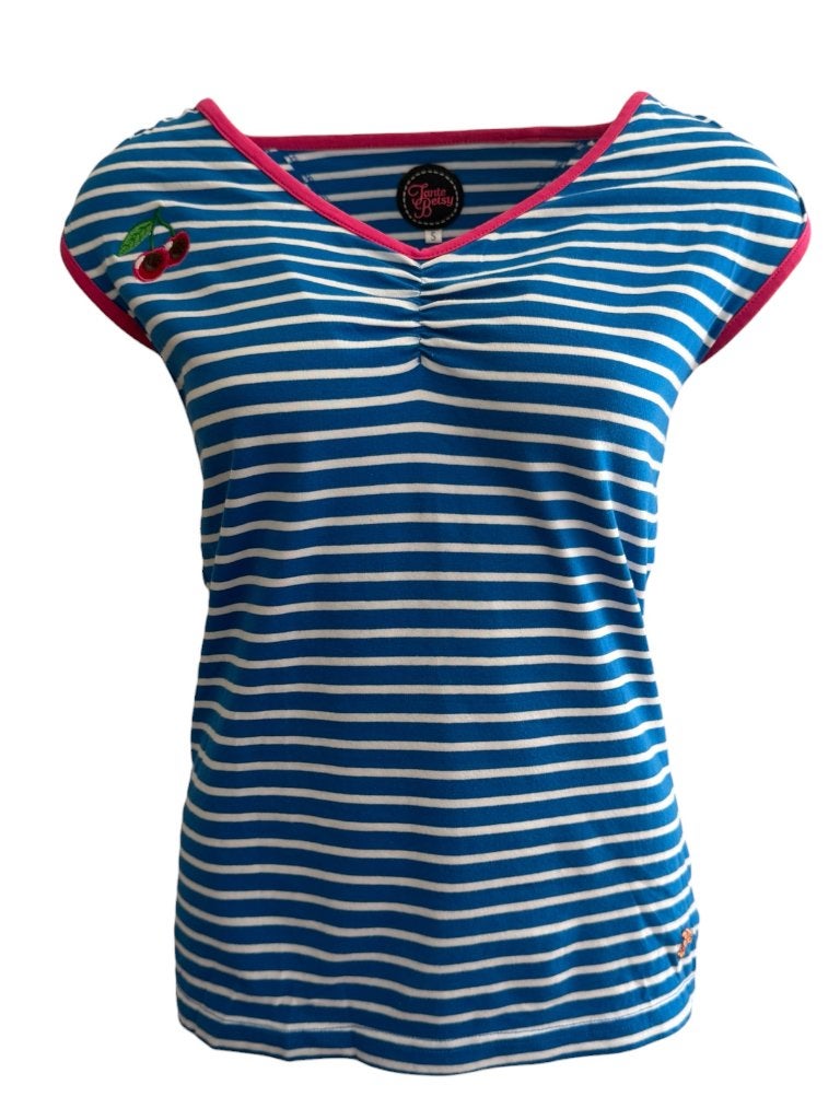 Tante Betsy top S, Kleding | Dames, Blauw, Ophalen of Verzenden, Zo goed als nieuw, Korte mouw