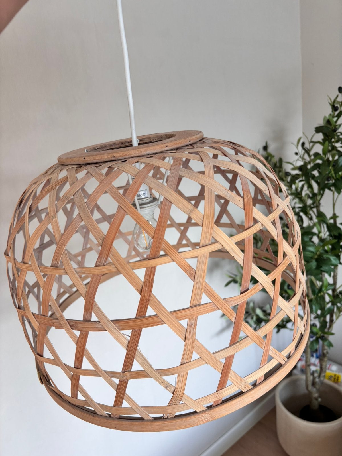 Hanglamp Xenos, Ophalen, E14 (klein), Zo goed als nieuw, Hout