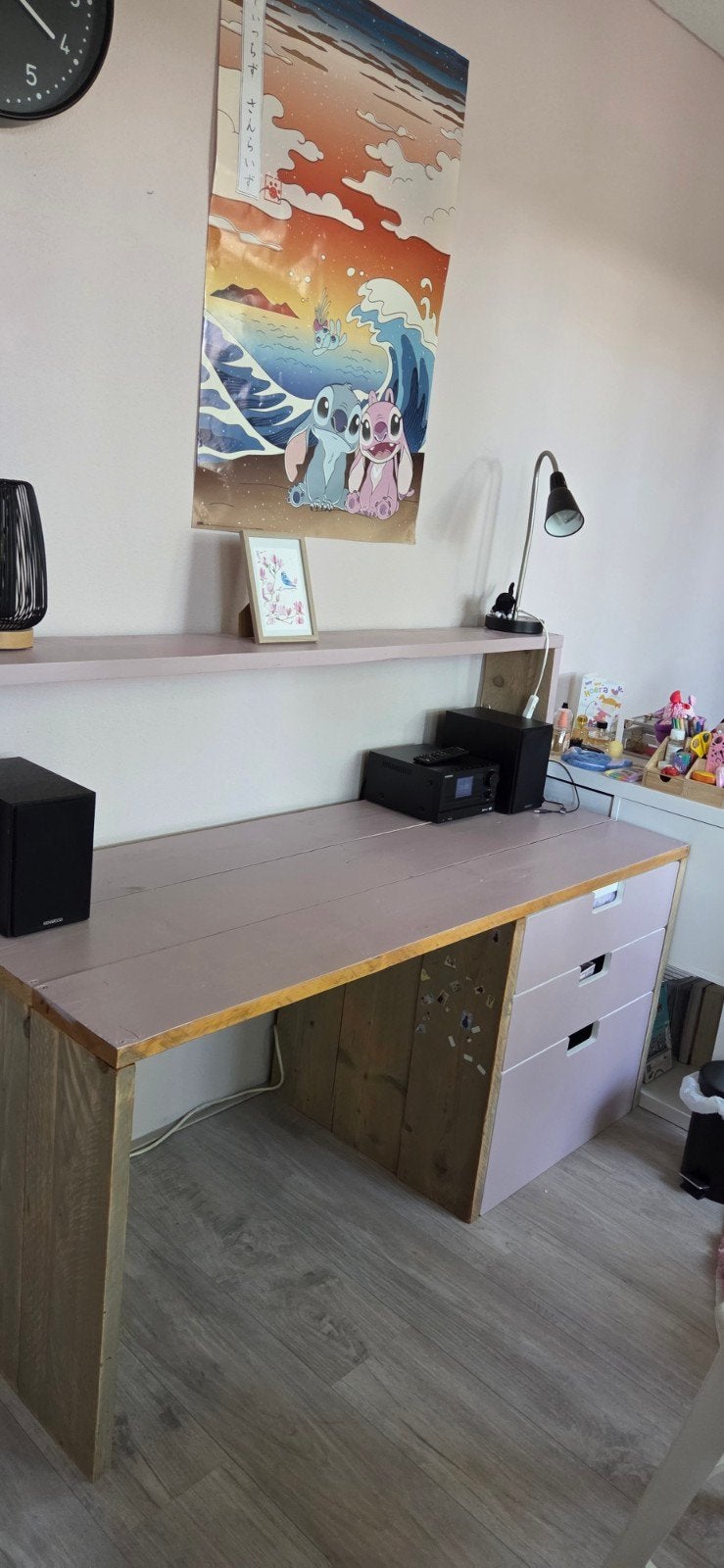 houten bureau met lades en opbergruimte, Ophalen, Overige typen, Gebruikt, Hout