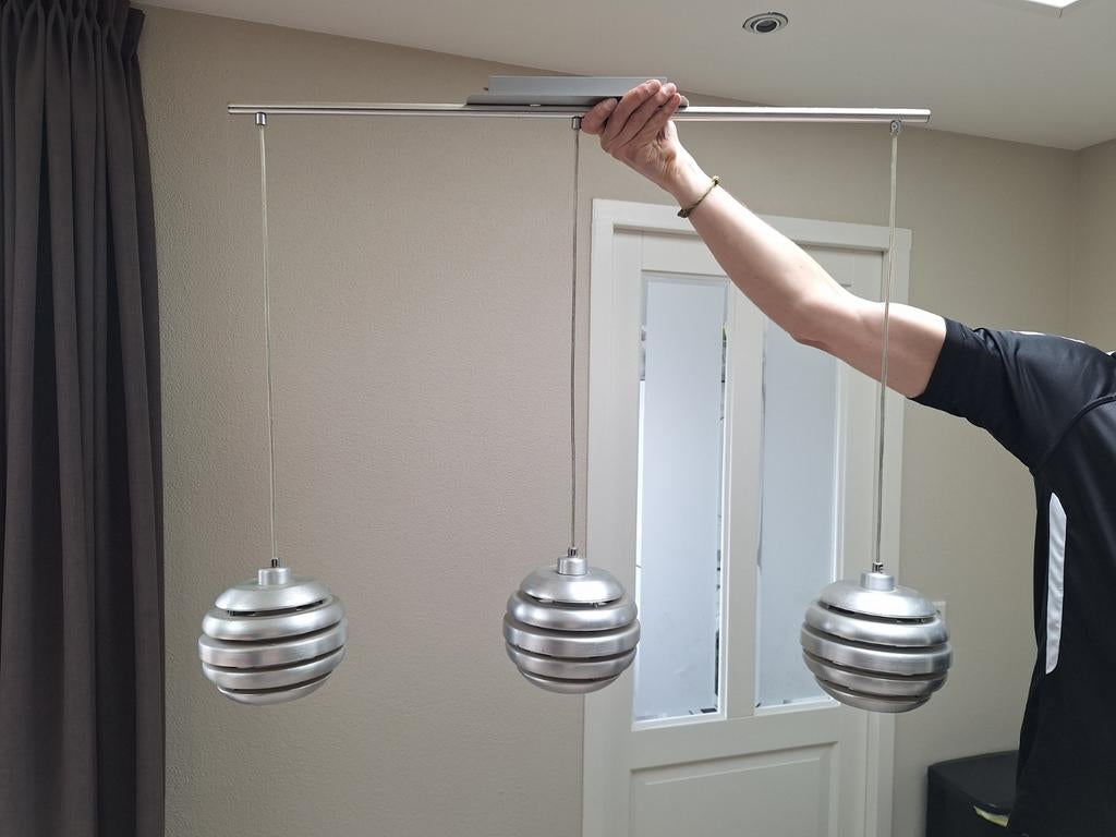 RVS hanglamp, Huis en Inrichting, Lampen | Hanglampen, Ophalen, Zo goed als nieuw, Overige materialen, 50 tot 75 cm