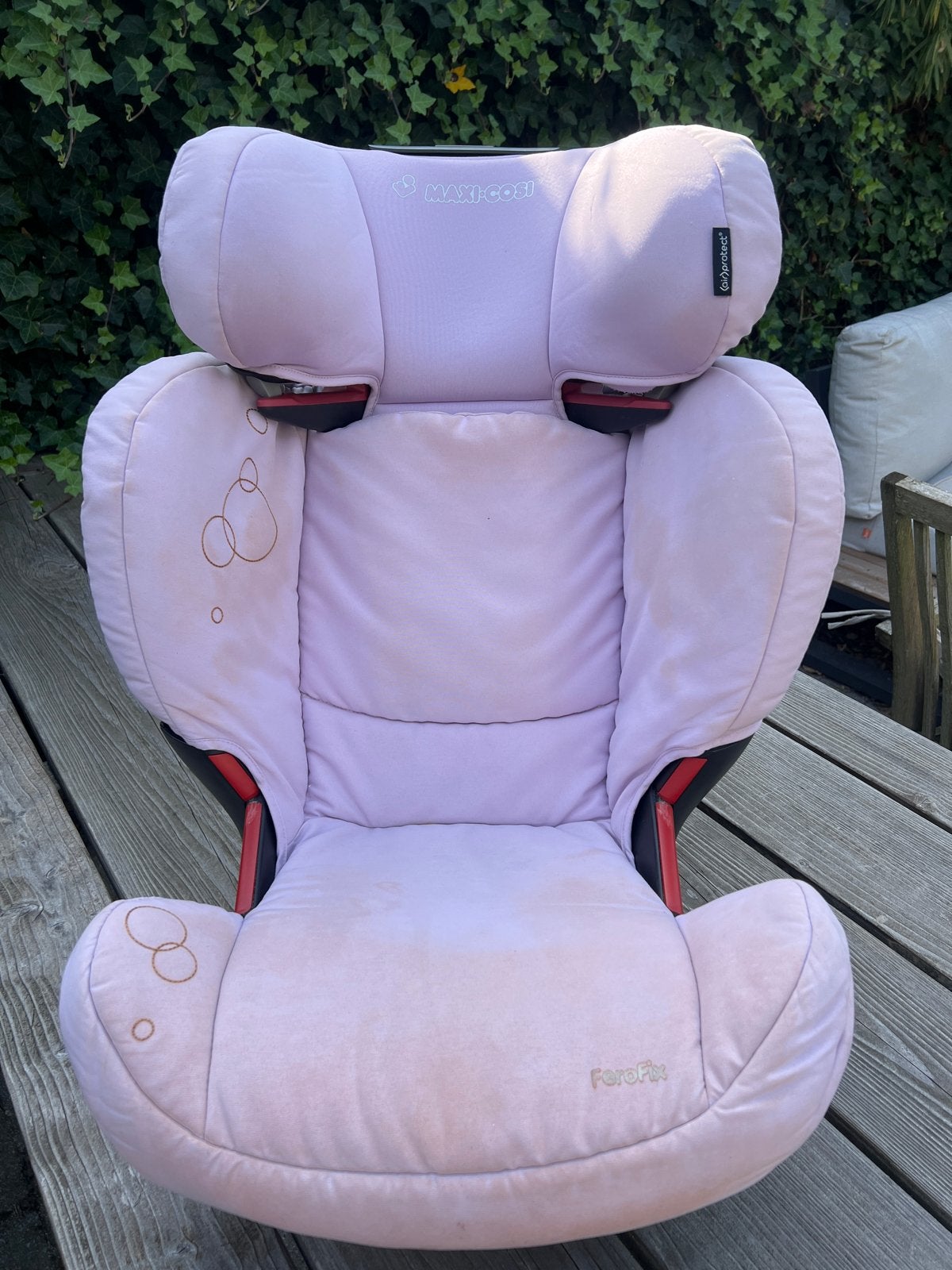 Maxi-Cosi autostoel - Roze, Autogordel of Isofix, Gebruikt, 15 t/m 36 kg, Verstelbare rugleuning