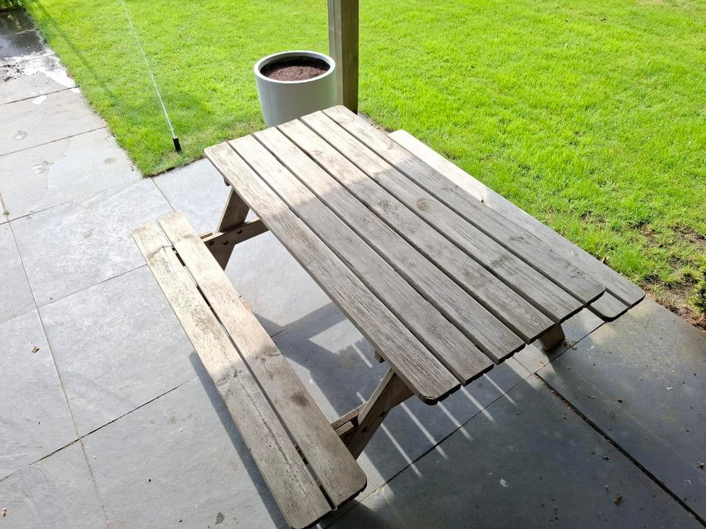 Picknicktafel 150 x 150, Tuin en Terras, Picknicktafels, Ophalen, Gebruikt, Rechthoekig, Kinderpicknicktafel