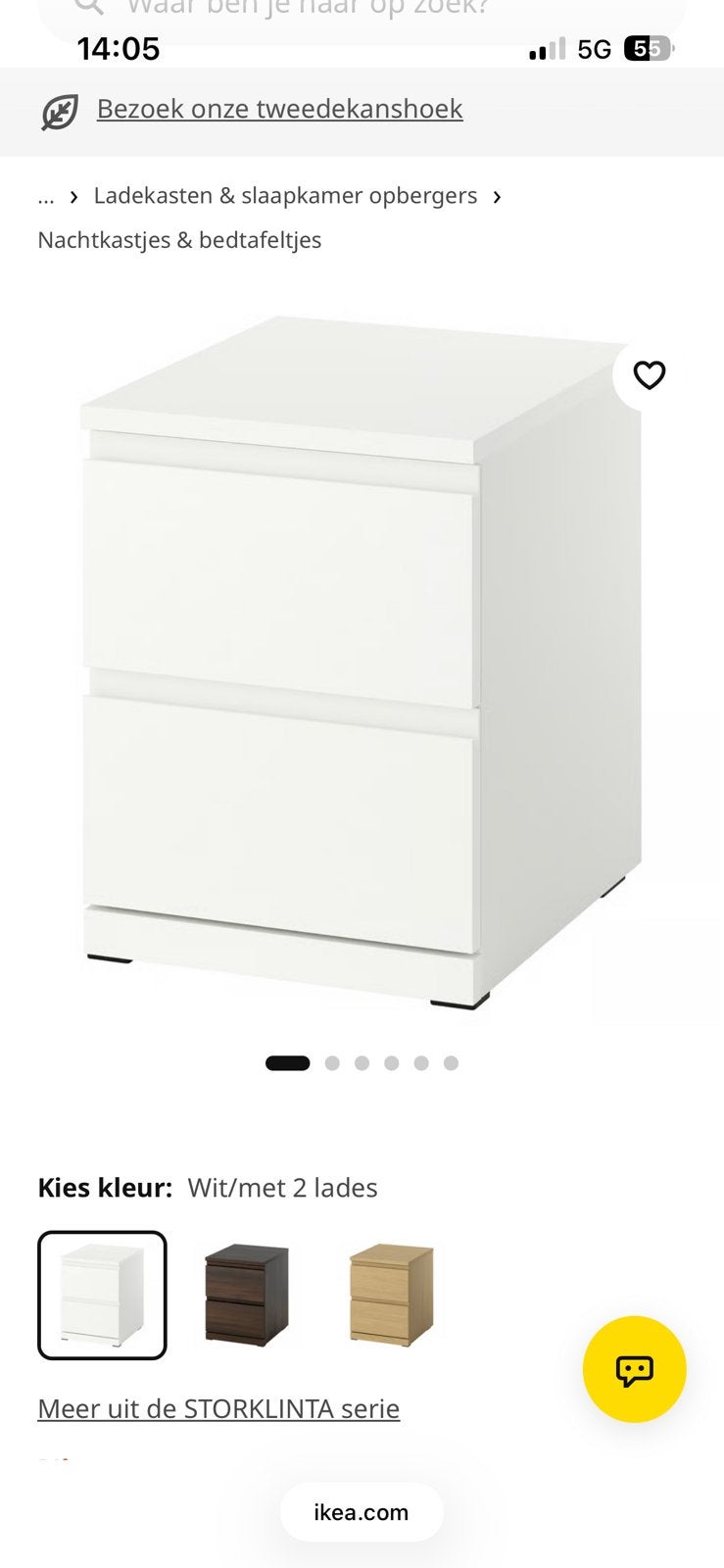 Nieuw ikea nachtkast wit STORKLINTA in doos, Ophalen, Nieuw, 50 tot 100 cm, Minder dan 100 cm