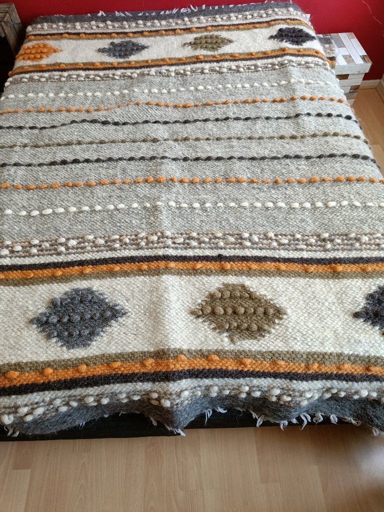 Vintage wollen plaid, Oekraïens, geometrisch patroon, Ophalen, Nieuw