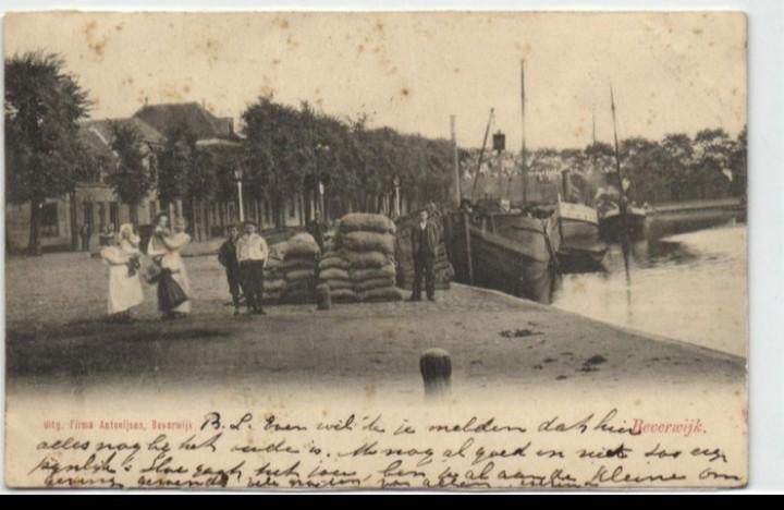 Beverwijk Havengezicht met kinderen en scheepsvracht, Verzenden, Voor 1920, Gelopen, Noord-Holland
