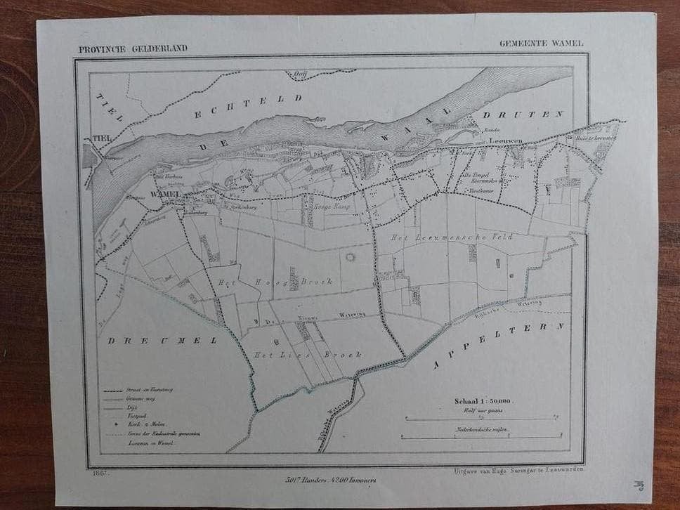 190 / Wamel Appeltern Dreumel Litho uit 1867 van J., Ophalen of Verzenden