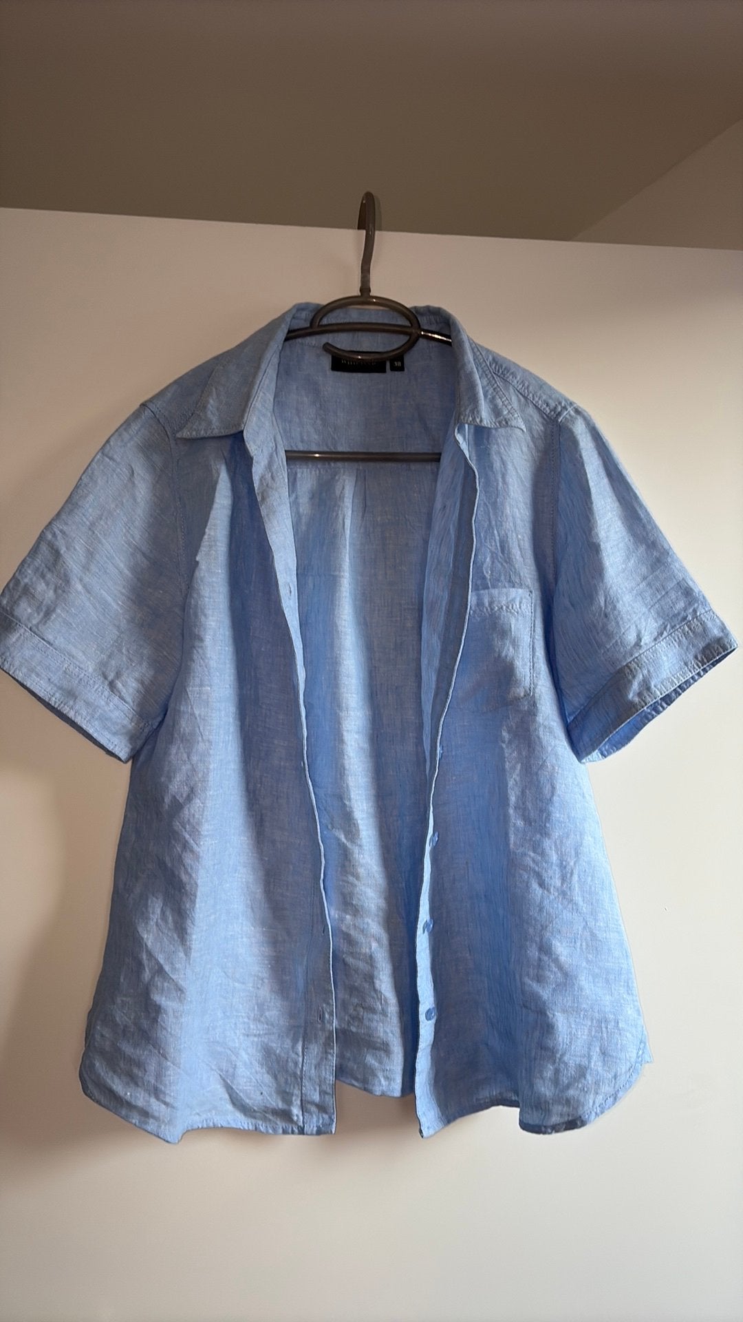 100% linnen hemdje, Ophalen of Verzenden, Zo goed als nieuw, Maat 38/40 (M), Blauw