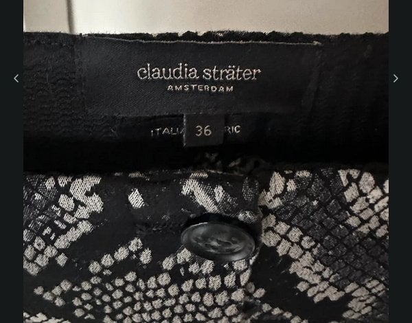 Broek slangenprint Claudia Sträter, Verzenden, Zwart, Zo goed als nieuw, Driekwart
