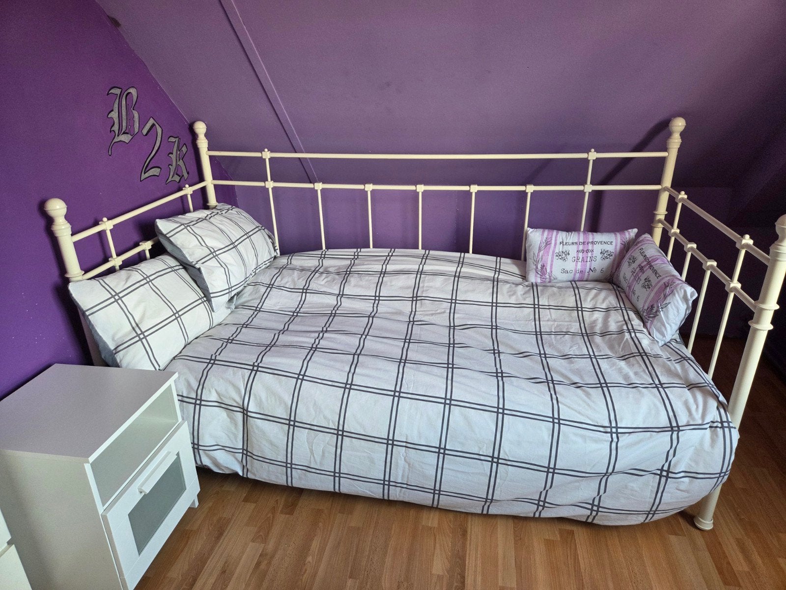 Bedbank inclusief matras, Ophalen, Eenpersoons, Metaal, 100 cm