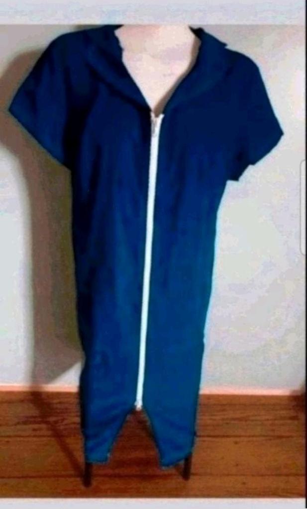 Blauw jurk met witte stippen, Blauw, Maat 42/44 (L), Ophalen of Verzenden, Zo goed als nieuw