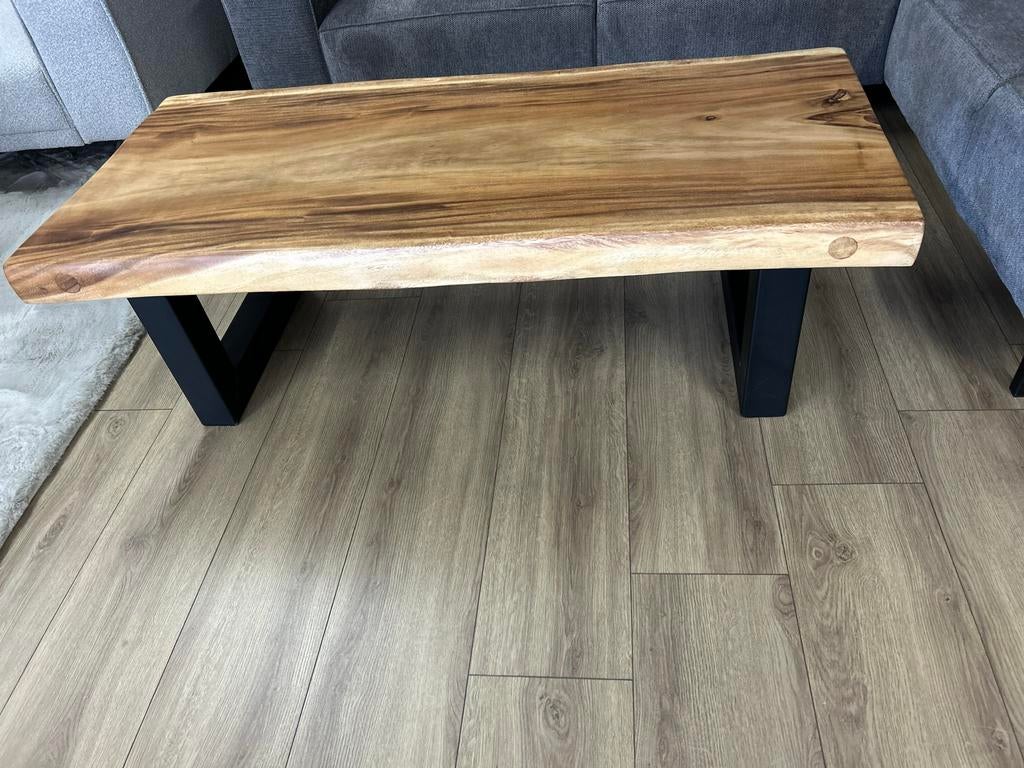 Suar Boomstam Salontafel op U-poten - 140x60x46cm, 100 tot 150 cm, Nieuw, Rechthoekig, Overige houtsoorten
