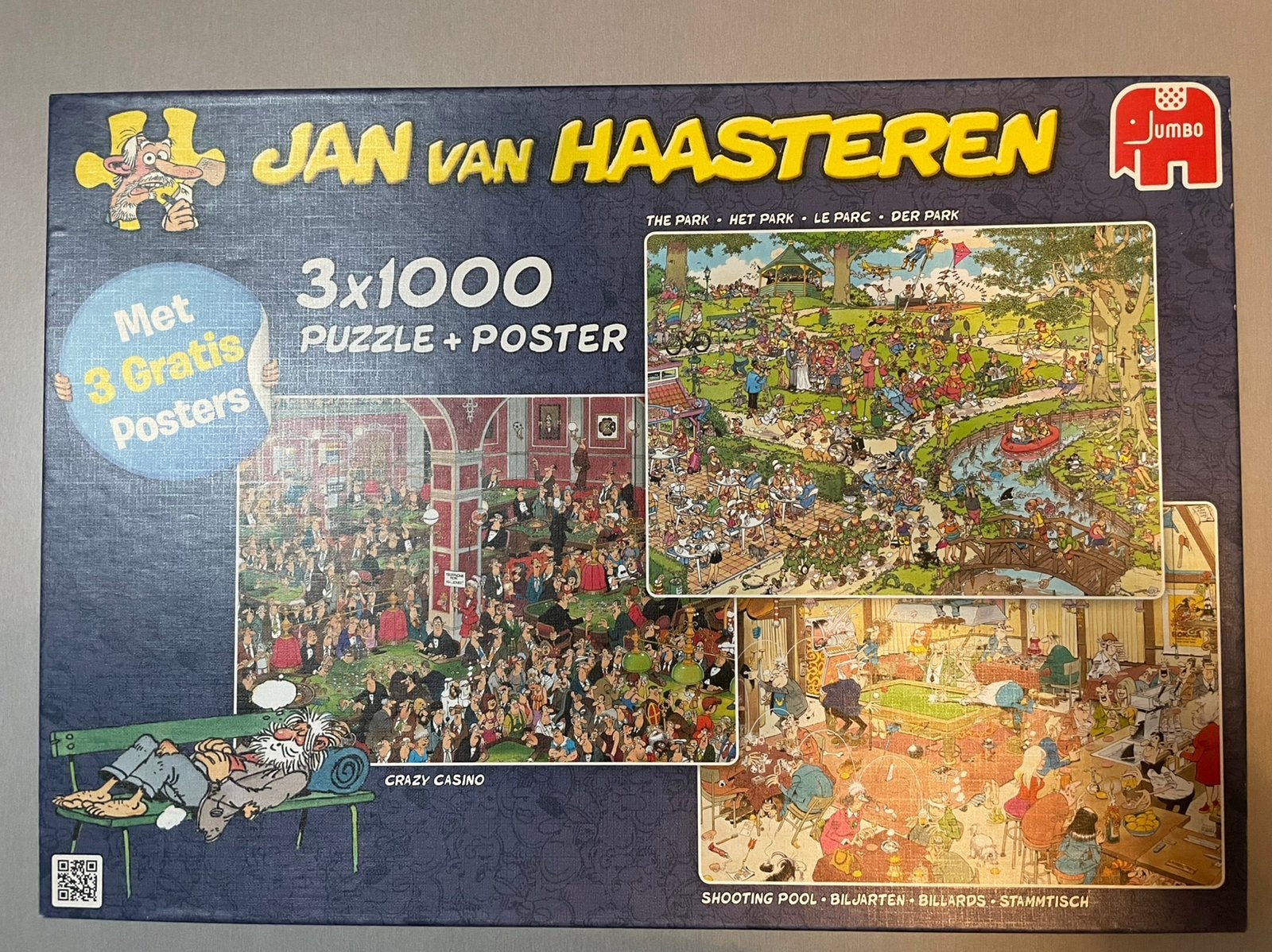 3 Jan van Haasteren puzzels van 1000 stukjes, Hobby en Vrije tijd, Denksport en Puzzels, Ophalen, 500 t/m 1500 stukjes, Zo goed als nieuw