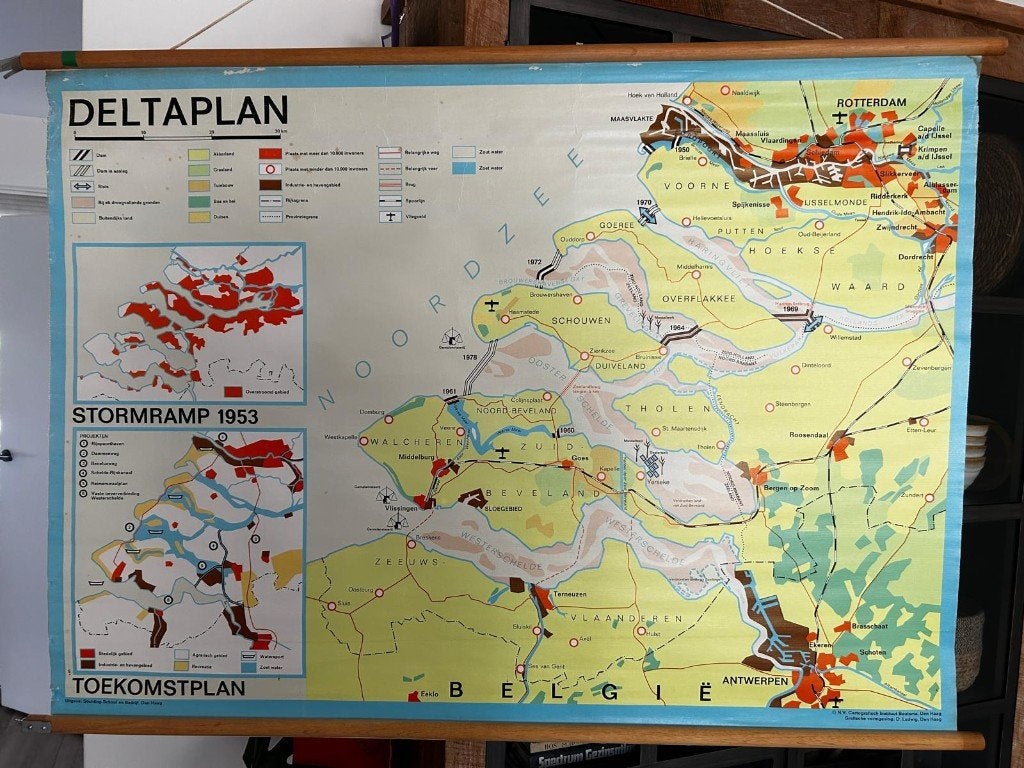 Deltaplan, Antiek en Kunst, Antiek | Schoolplaten, Ophalen of Verzenden, Aardrijkskunde