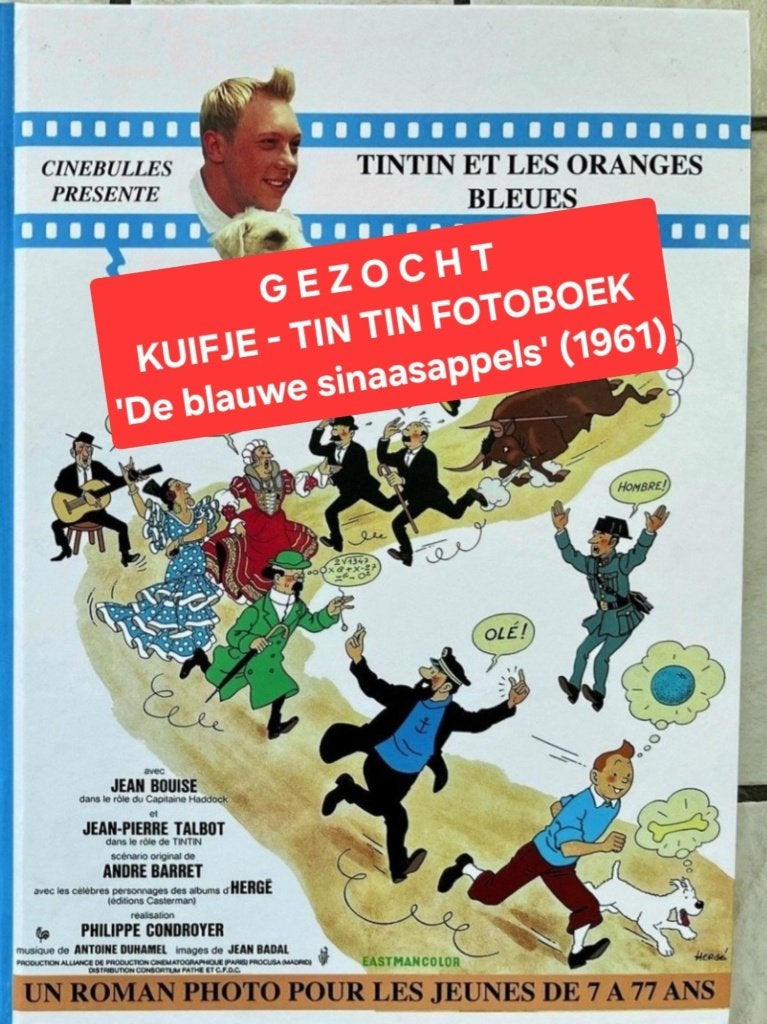 GEZOCHT: KUIFJE FOTOBOEK 2017 'BLAUWE SINAASAPPELS' (1961), Ophalen of Verzenden, Kuifje, Zo goed als nieuw, Boek of Spel