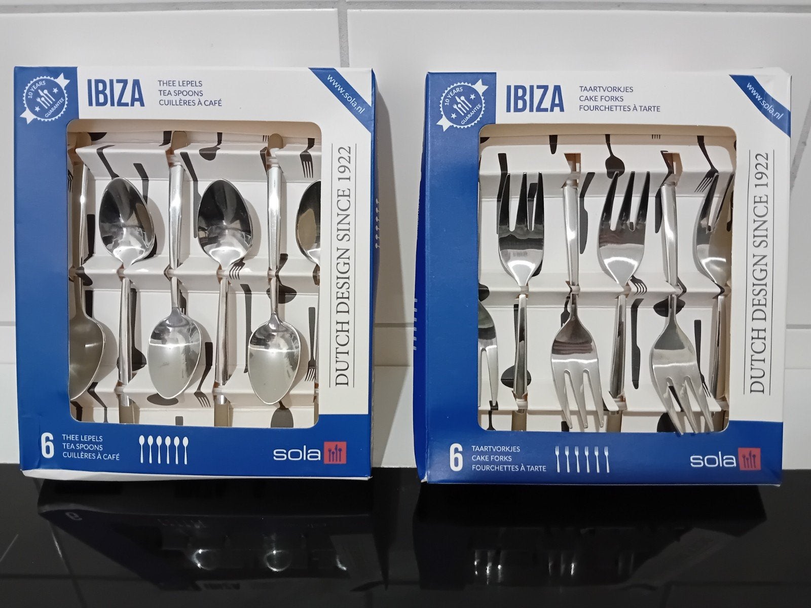 Sola Ibiza 6 st. Theelepels/6st. Taartvorkjes .RVS Stalen., Ophalen, Sola, Bestekset, Nieuw