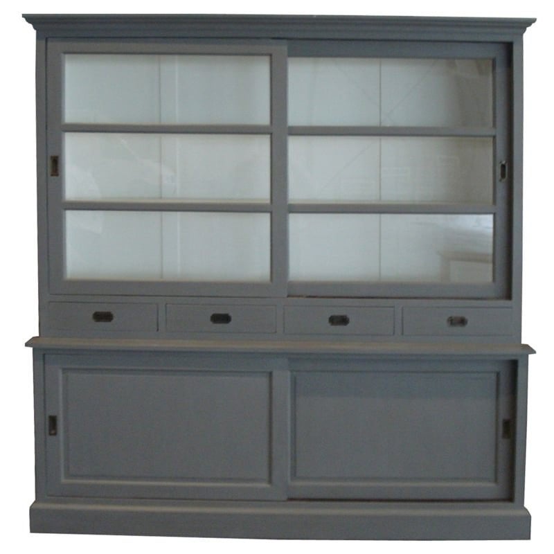 Buffet/vitrinekasten GRIJS landelijke met de handgeschilderd, Nieuw, Ophalen of Verzenden, 3 of 4 laden, 200 cm of meer
