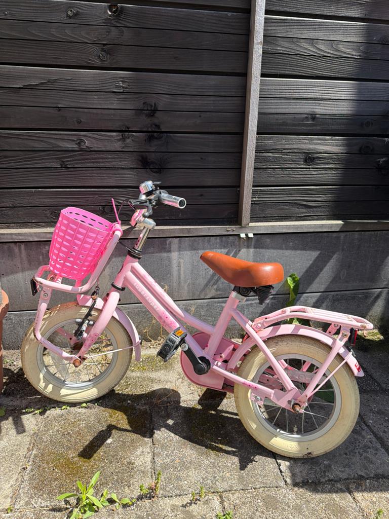 Roze kinderfiets met mandje, Ophalen of Verzenden, Zo goed als nieuw, Terugtraprem, 16 tot 20 inch