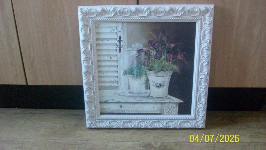 Schilderijen Kathryn White met brocante houten lijst, Huis en Inrichting, 50 tot 75 cm, Nieuw, Ophalen of Verzenden, Schilderij