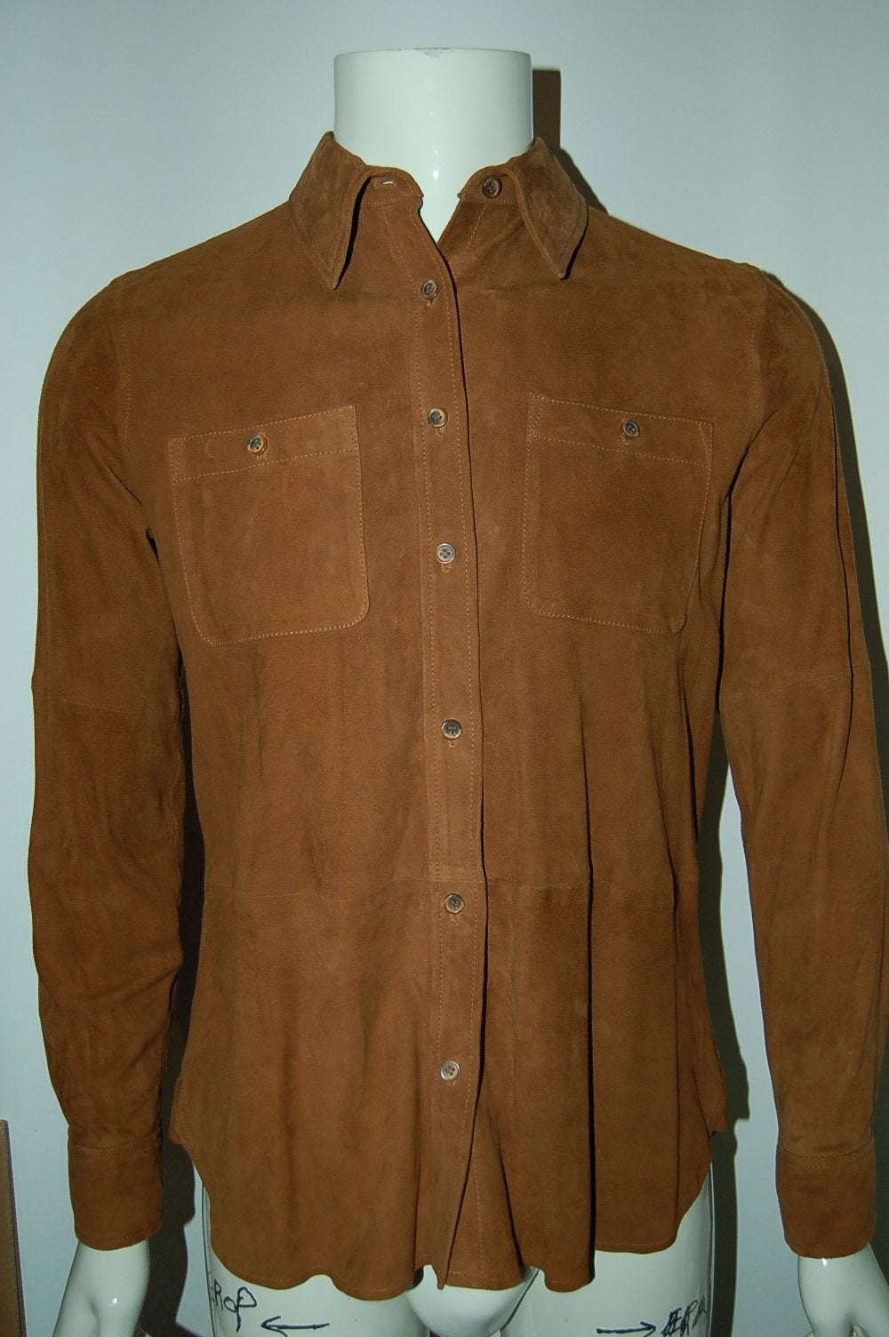 Ralph Lauren suède overhemd maat M, Maat 38/40 (M), Bruin, Nieuw, Ophalen of Verzenden