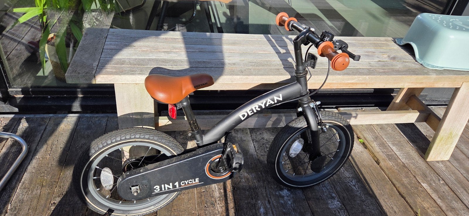 Deryan 3-in-1 Kinderfiets met zijwieltjes - Zwart, Ophalen, Zo goed als nieuw