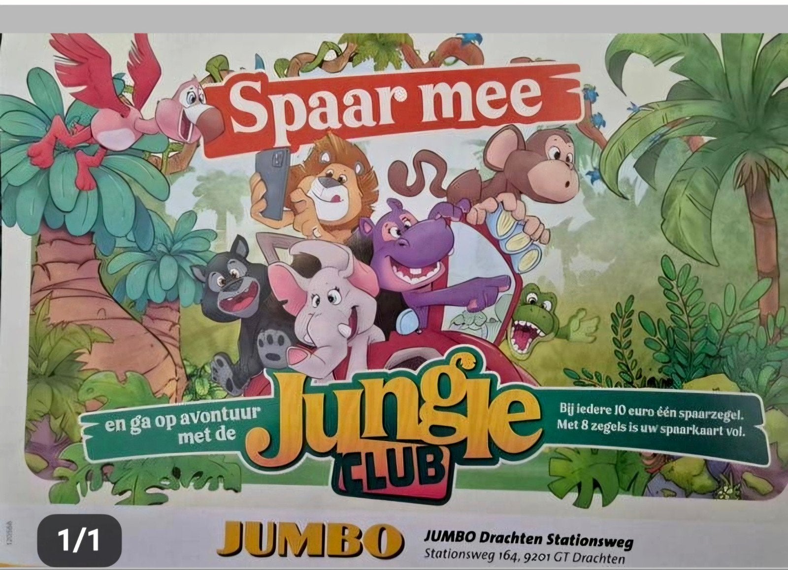 Jumbo Jungle Club Spaarzegels - Volle Spaarkaart, Hobby en Vrije tijd, Spaarzegeltjes, Ophalen of Verzenden, Winkel, Super of Benzinepomp
