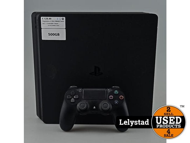 Playstation 4 Slim 500GB Zwart Incl: 1 Controller Zwart