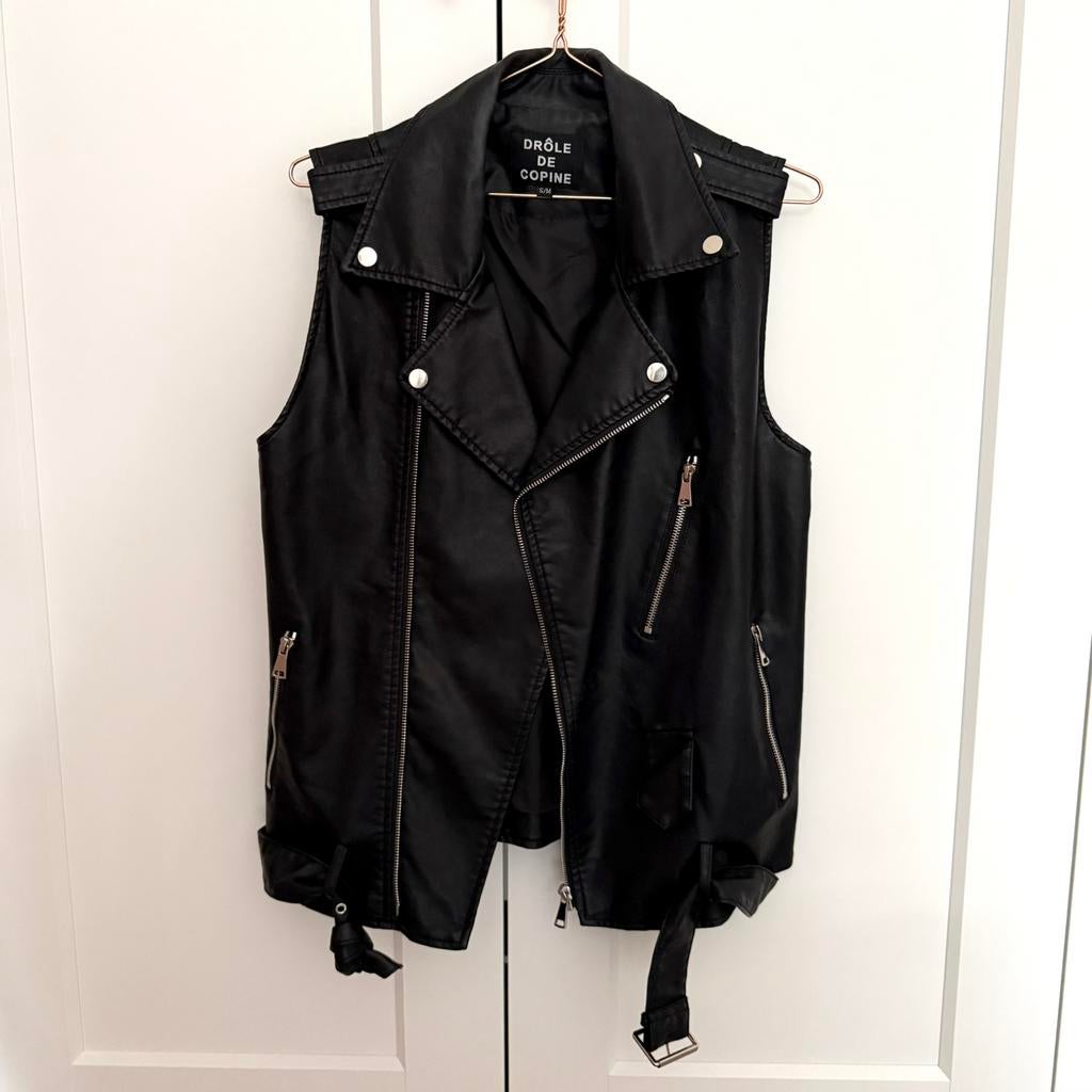 Biker gilet, Ophalen of Verzenden, Zo goed als nieuw, Maat 38/40 (M), Zwart