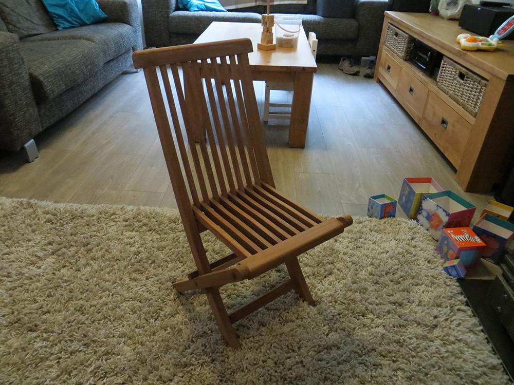 Teakhouten klapstoel kindermaat, nieuw (winkelprijs € 75,-), Bruin, Nieuw, Ophalen of Verzenden, Vier