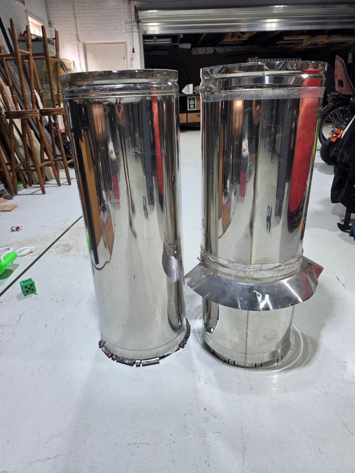 2x RVS dubbelwandige kachelpijp 100cm 360mm, Ophalen, Gebruikt, Overige soorten