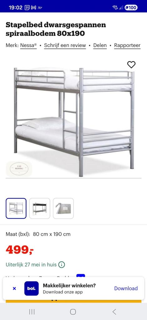 Stapelbed 90x200 met onderschuifbed (incl. 2 matrassen), Kinderen en Baby's, Kinderkamer | Stapelbedden en Hoogslapers, Ophalen
