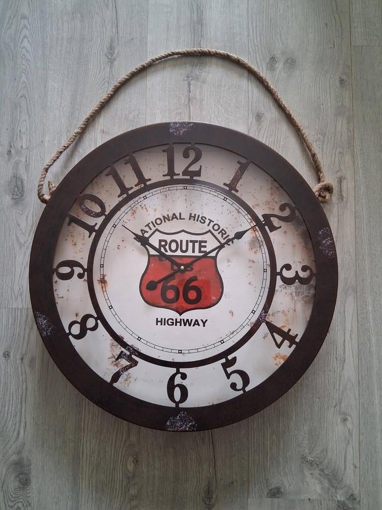 Wandklok route 66, Ophalen of Verzenden, Nieuw, Wandklok