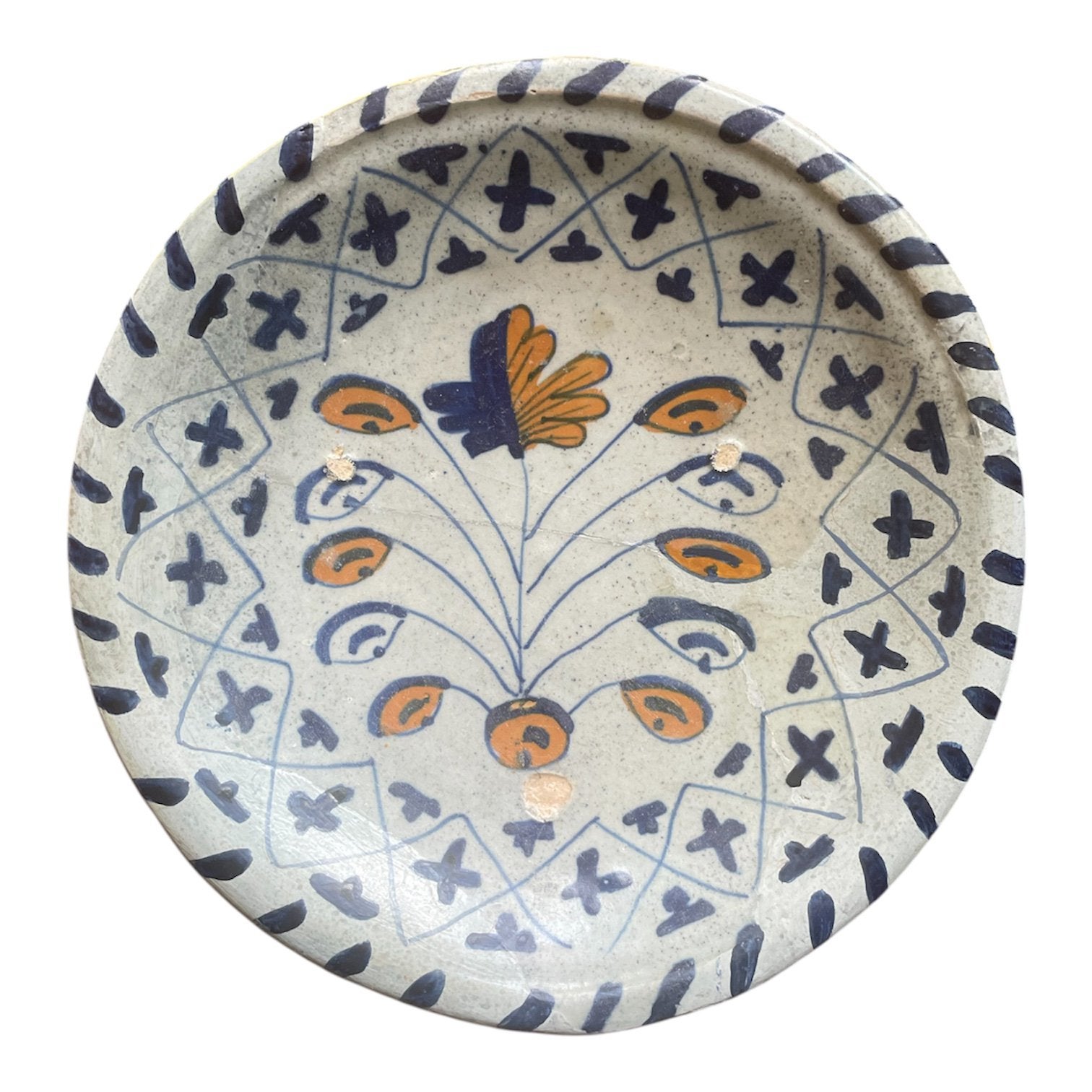 Bodemvondst majolica bord 17e eeuw Diam 19.5 cm, Ophalen of Verzenden