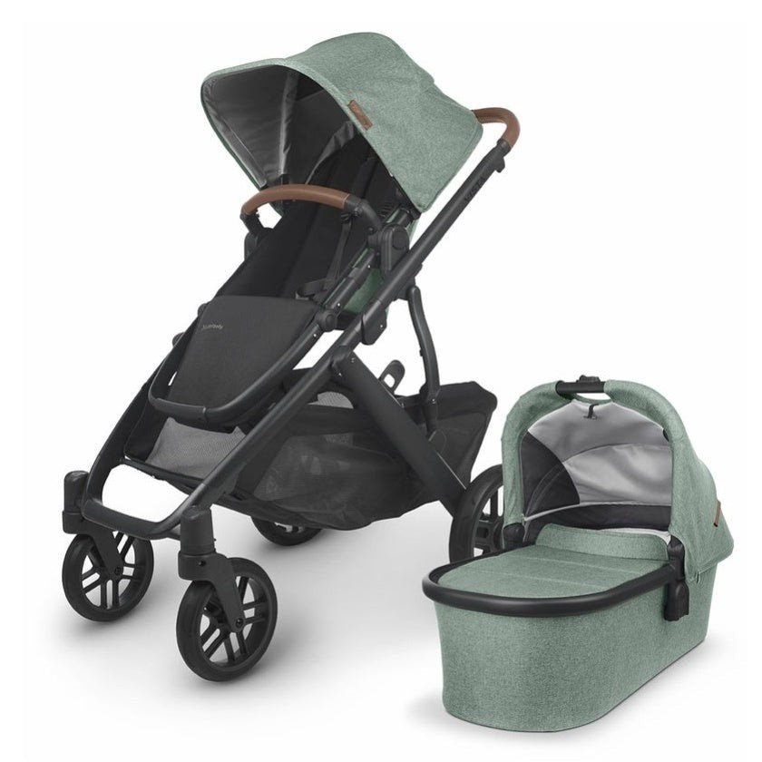 UPPAbaby Vista 2019 compleet met accessoires - Groen/Grijs, Gebruikt, Met reiswieg, Ophalen, Kinderwagen