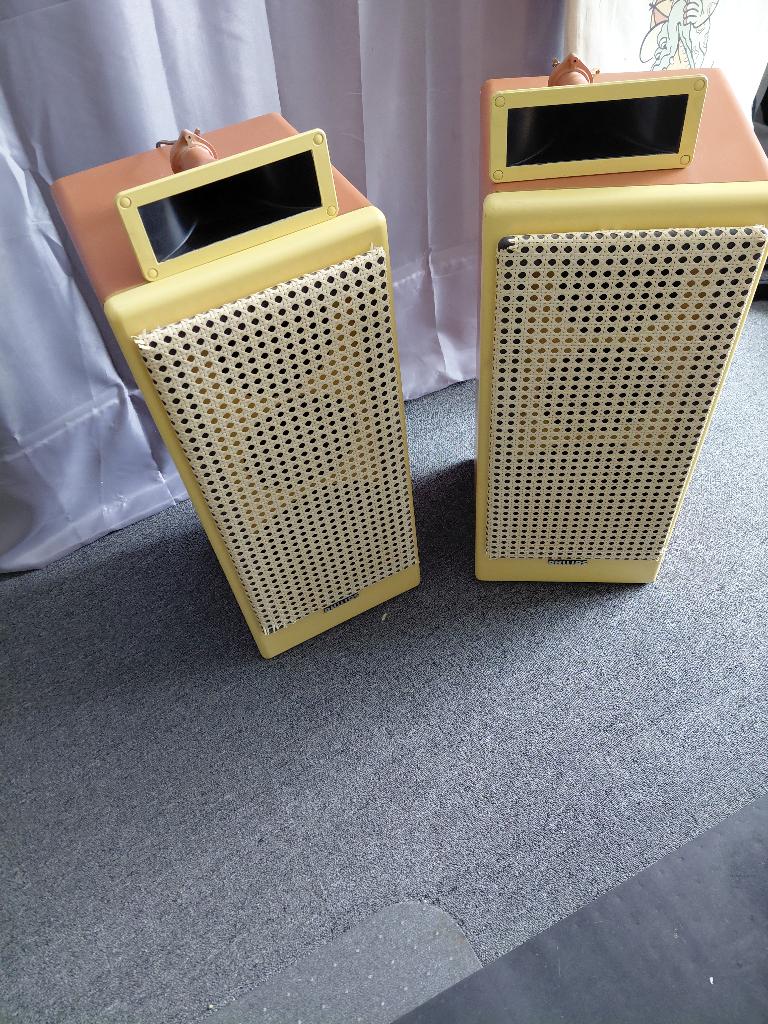 Vintage Philips luidsprekers, Ophalen, Philips, Gebruikt, 120 watt of meer