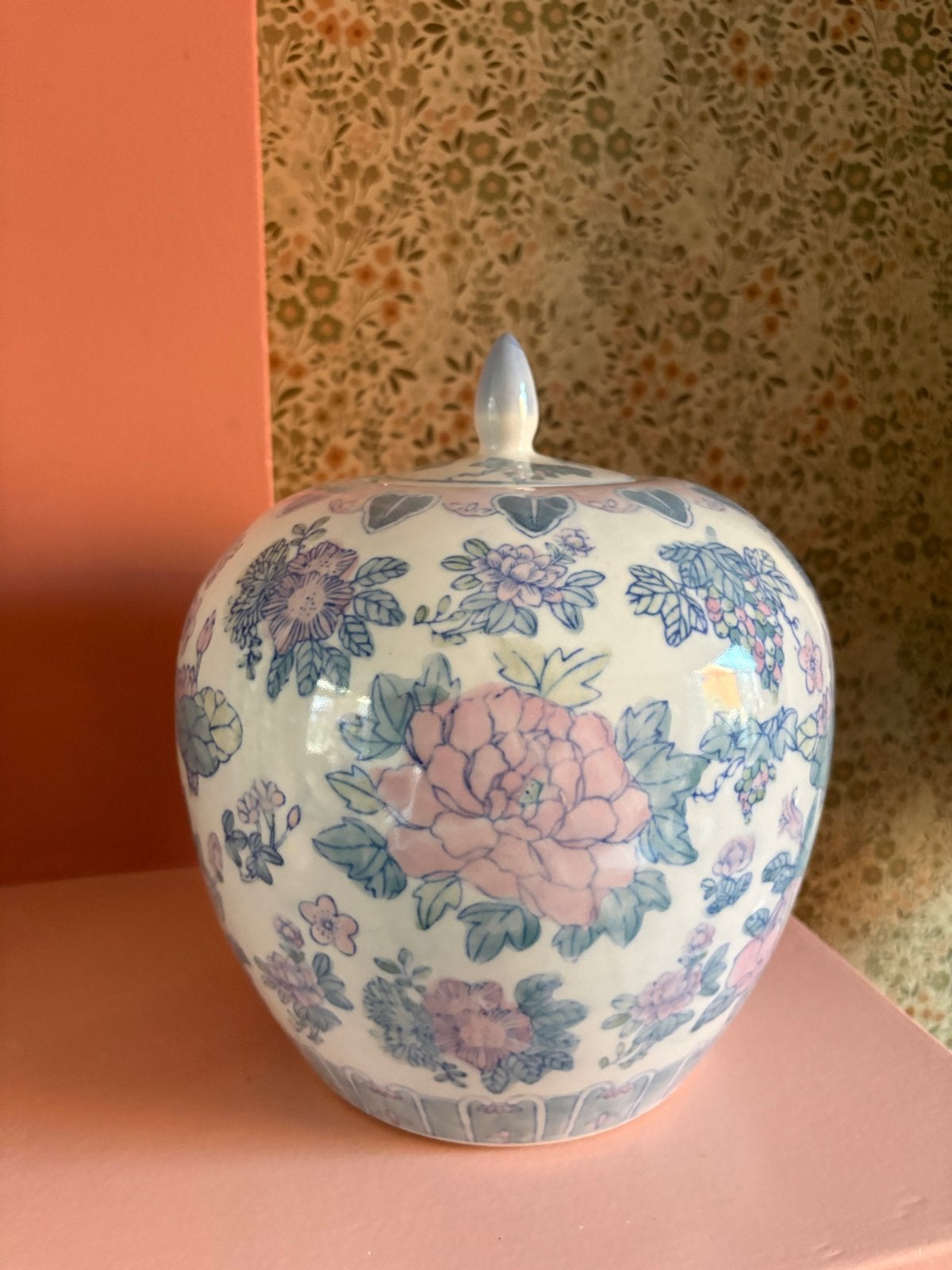 Grote Vintage Chinese Gemberpot met Bloemmotief, Ophalen