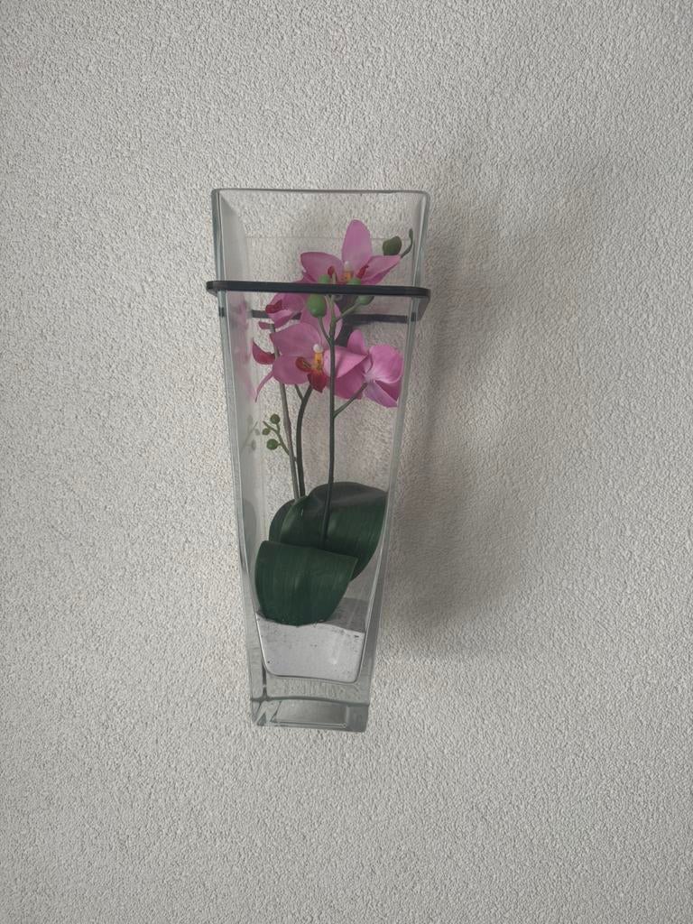2x wandvazen, Overige kleuren, Ophalen of Verzenden, Minder dan 50 cm, Glas