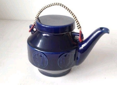Vintage Waku Holland Van Nelle theepot - Kobaltblauw, Ophalen