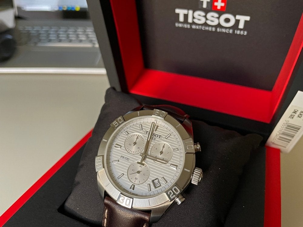 New Tissot Chronograaf Quartz uurwerk, Leer, Staal, Polshorloge, Nieuw
