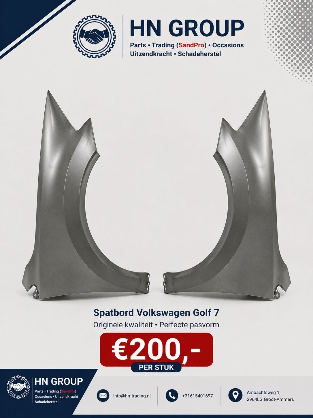 Volkswagen Golf 7 Spatbord Nieuw, -, Volkswagen, -, Nieuw