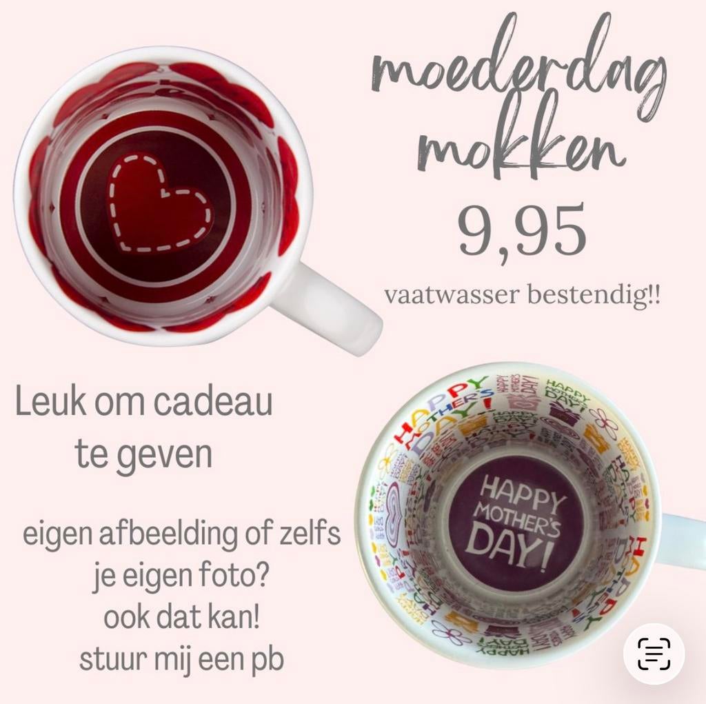 Moederdag mokken geperosnaliseerd, Nieuw, Ophalen of Verzenden, Overige stijlen, Kop(pen) en/of Schotel(s)